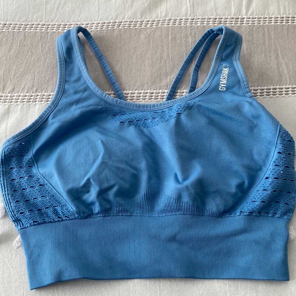 GYMSHARK Blue Strappy Sports Bra/Top Medium Support